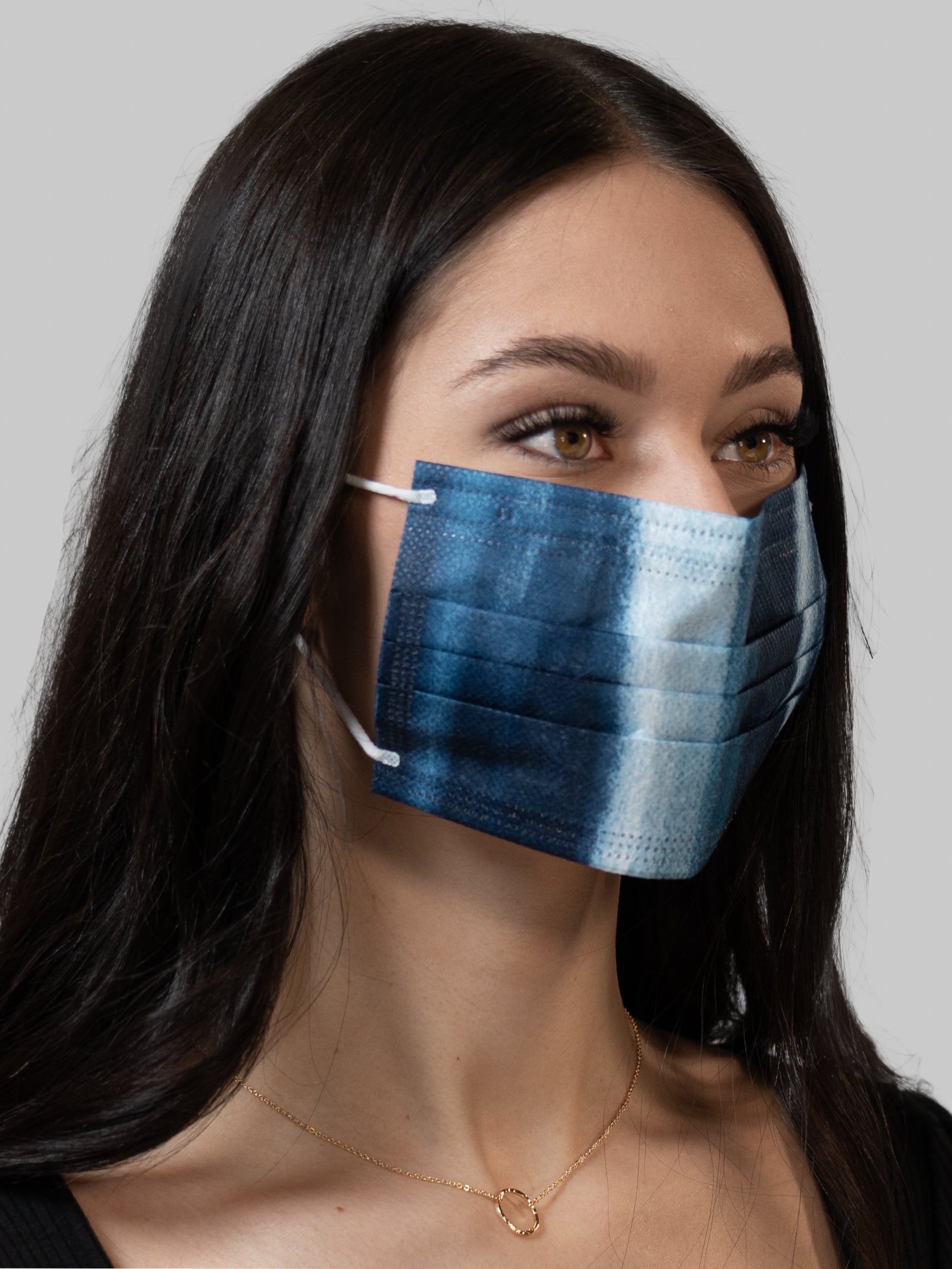 French Connection 3Ply Disposable Face Masks Navy Teal Ombre and Ligh